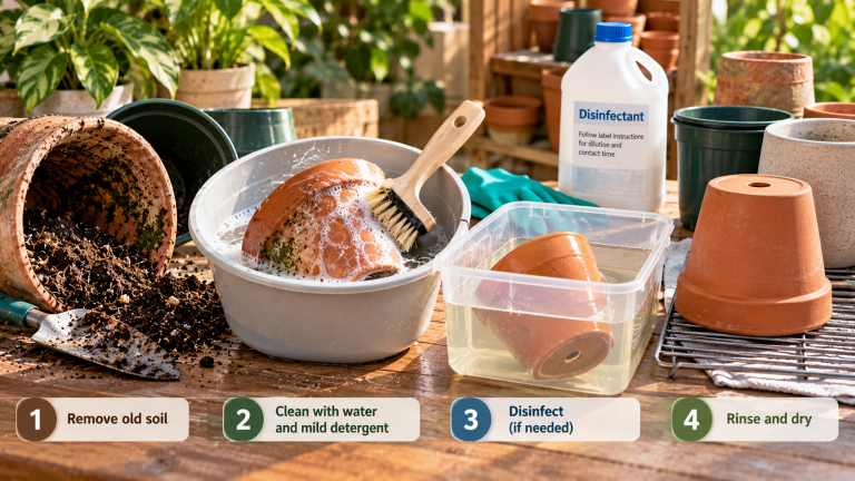 How to Clean and Disinfect Used Plant Pots Before Reusing Them